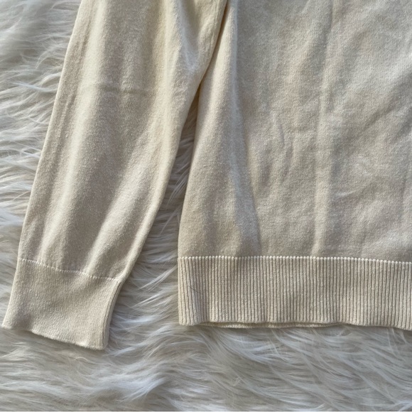 Ann Taylor loft cream lace front king sleeve cardigan button sweater - Picture 6 of 10